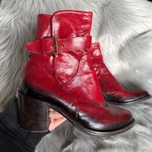 🔥 JO GHOST Italian Red Ombre Leather Ankle Boots Size 37 🔥